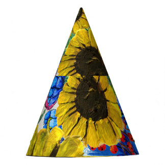 Chapeaux De Fètes Floral bleu jaune rose sans joint