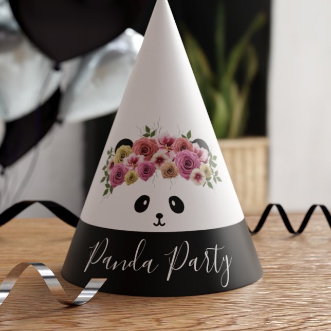 Chapeaux De Fètes Floral Panda Bear Fille Anniversaire Casquettes (🐼 Just add your name! Great for Panda Parties! 🐼)