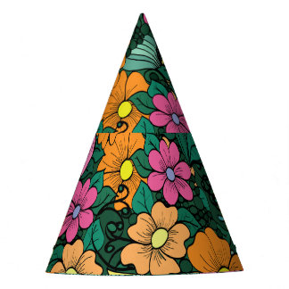 Chapeaux De Fètes Floral vibrant : Vert Arrière - plan Vintage.