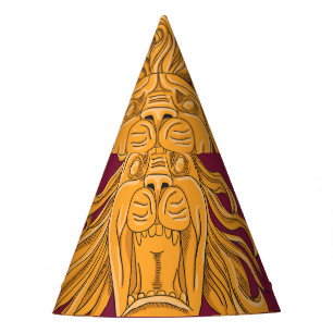 Chapeaux De Fètes Foulard à tête de lion : motif doré.