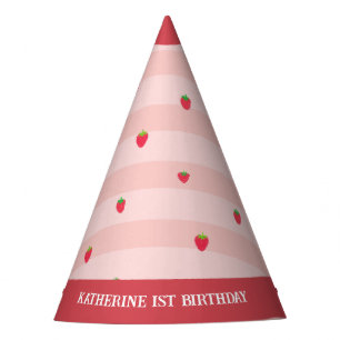 Chapeaux De Fètes Fraise 1er anniversaire Berry Sweet Pink Party Cas