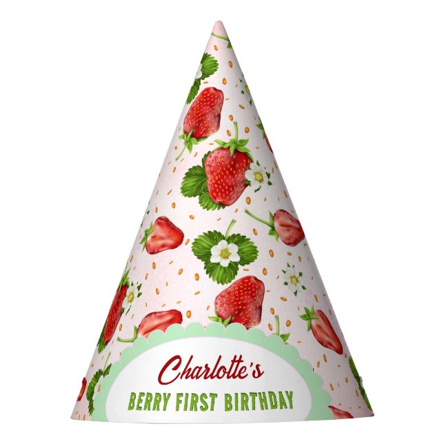 Chapeaux De Fètes Fraise 1er anniversaire Casquette de fête (Devant)