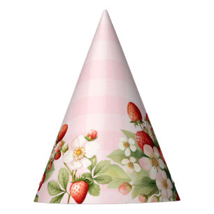 Chapeaux De Fètes Fraise en vichy rose fête d'anniversaire casquette