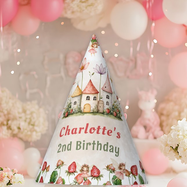 Chapeaux De Fètes Fraise enchantée jardin fée anniversaire (Créateur téléchargé)