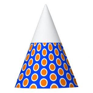 Chapeaux De Fètes Fun 60s Bright Orange Blue Carrelé Motif géométriq
