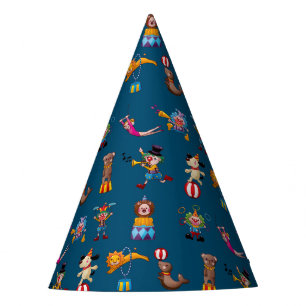 Chapeaux De Fètes Fun Circus Party Actes Cartographie Motif Bleu