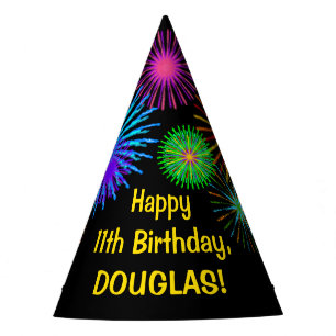 Chapeaux De Fètes Fun Fireworks + Rainbow Motif "11" Anniversaire #