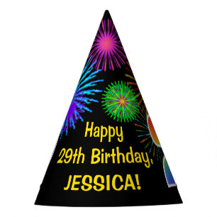Chapeaux De Fètes Fun Fireworks + Rainbow Motif "29" Anniversaire #