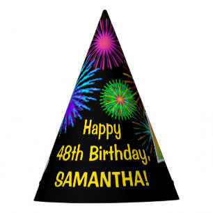 Chapeaux De Fètes Fun Fireworks + Rainbow Motif "48" Anniversaire n