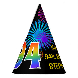 Chapeaux De Fètes Fun Fireworks + Rainbow Motif "94" Anniversaire n°