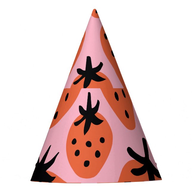 Chapeaux De Fètes Fun fraise, design artisanal sans couture. (Devant)