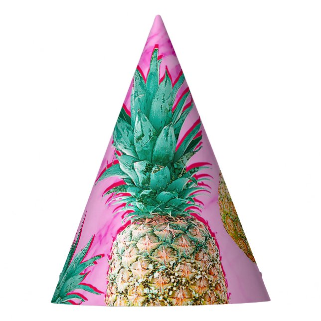 Chapeaux De Fètes Fun Tropical Ananas & Pink Marble Chic Party (Devant)