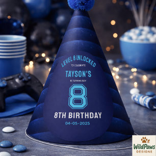 Chapeaux De Fètes Garçons Moderne Cool Bleu Jeux 8ème Anniversaire
