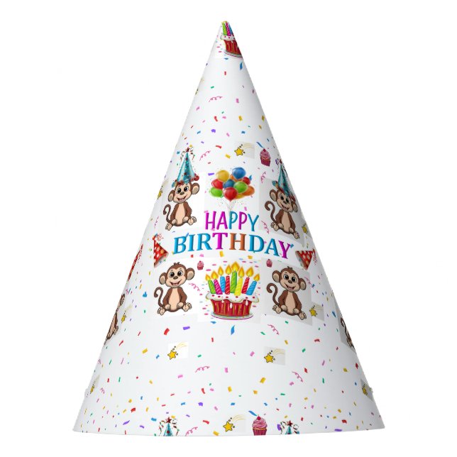 Chapeaux De Fètes Gâteaux Cupcakes Bon Anniversaire Papier  (Devant)