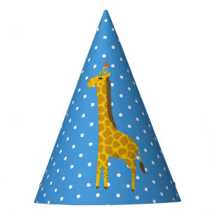 Chapeaux De Fètes Giraffe Bleue avec points blancs
