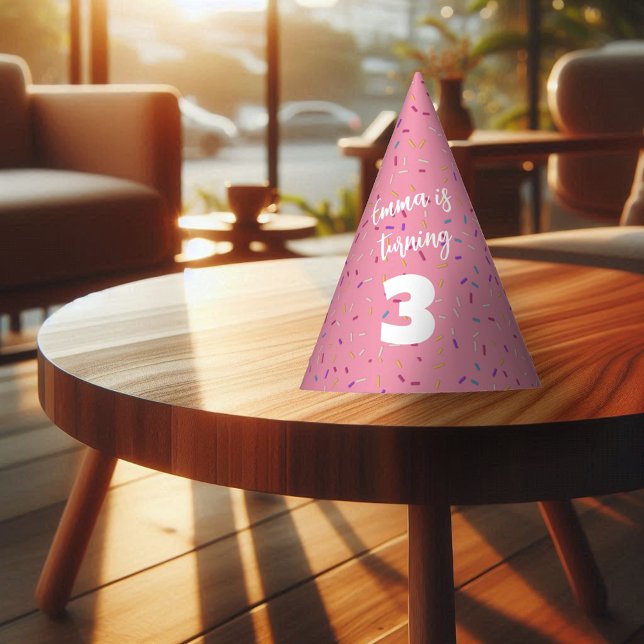 Chapeaux De Fètes Glaçage de Donut Anniversaire Rose (Créateur téléchargé)