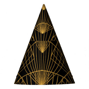 Chapeaux De Fètes Glamour Art Déco : Ventilateur D'Or.