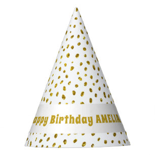 Chapeaux De Fètes Gold Faux Parties scintillant Motif Joyeux anniver