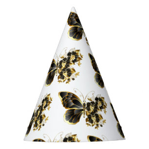 Chapeaux De Fètes Gold flower Butterfly with Black Orchid