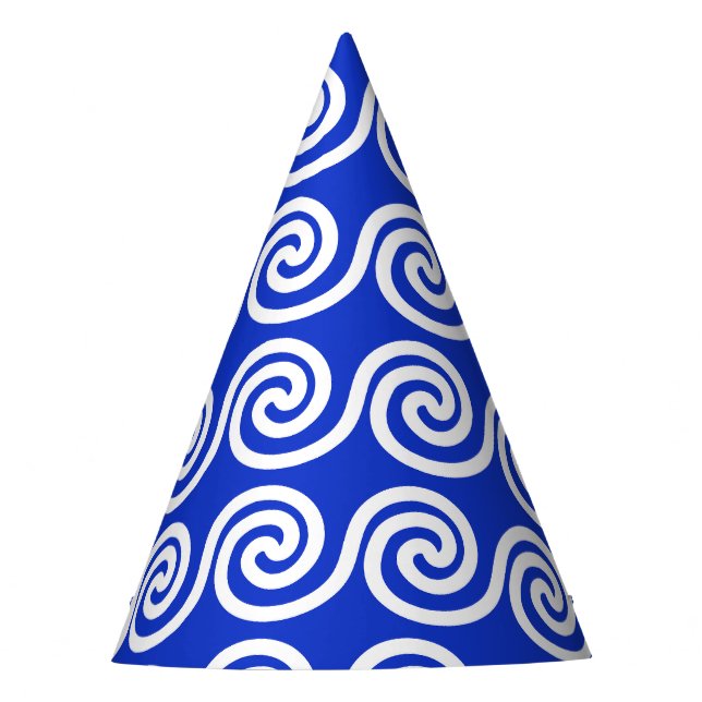 Chapeaux De Fètes Grec Meander Key Waves Motif Bleu (Devant)