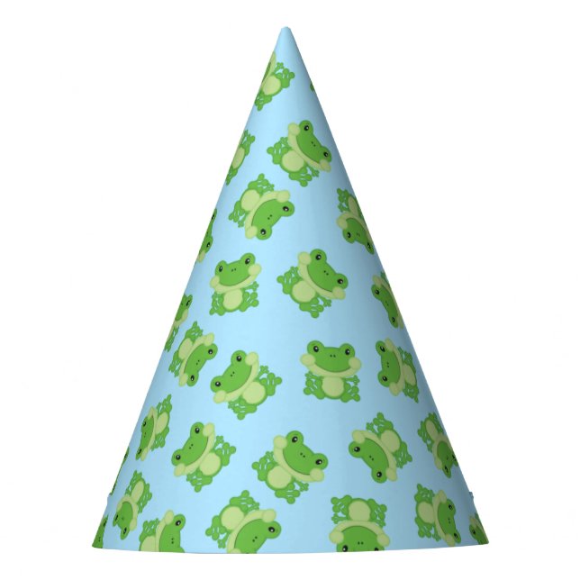Chapeaux De Fètes Grenouille Anniversaire Bleu (Devant)