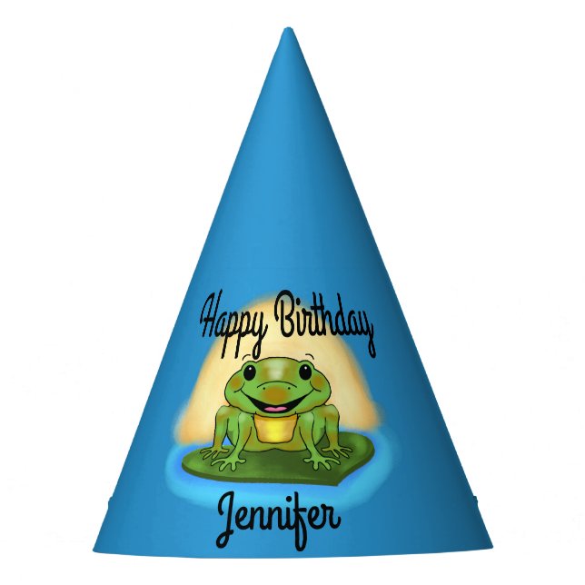 Chapeaux De Fètes Grenouille de joyeux anniversaire sur des (Devant)