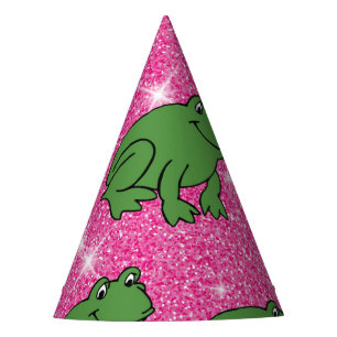 Chapeaux De Fètes Grenouille verte Amphibiens Animaux Paillettes ros