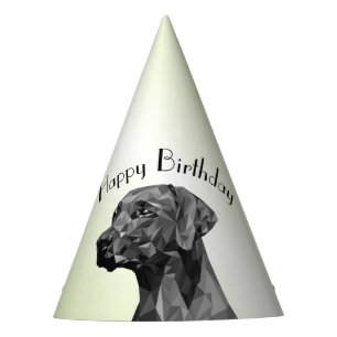 Chapeaux De Fètes Gris Géométrique Chien Joyeux Anniversaire Vert