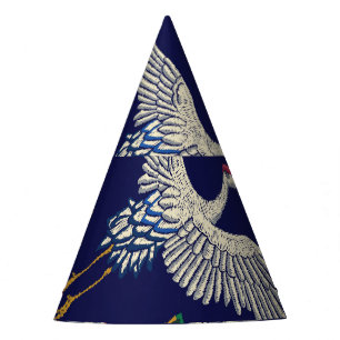 Chapeaux De Fètes Grues brodées et fleurs, vintage transparent p
