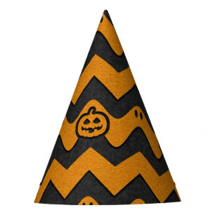 Chapeaux De Fètes Halloween Chevron Motif avec Fantômes et Citrouill