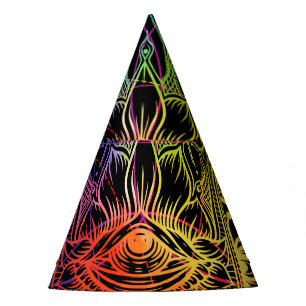 Chapeaux De Fètes Hamsa orné : motif néon dessiné à la main.