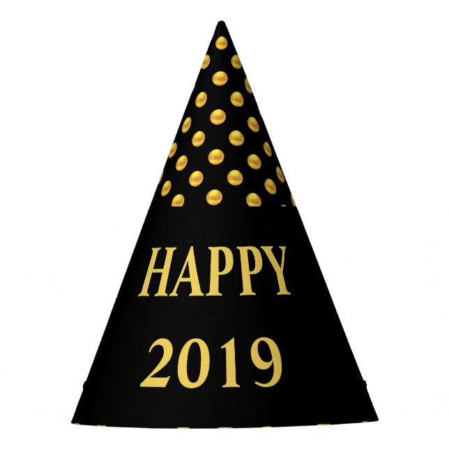 Chapeaux De Fètes Happy 2019 & Gold Pois (Devant)