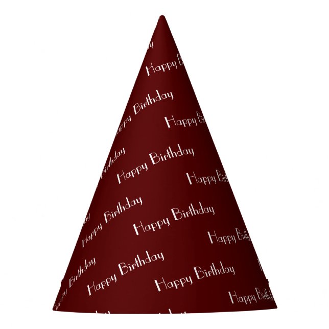 Chapeaux De Fètes Happy Birthday Custom Text Pattern Maroon (Devant)
