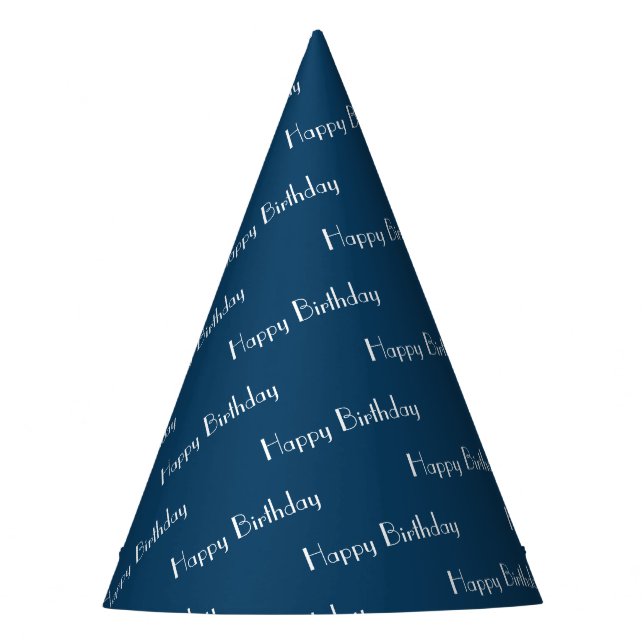 Chapeaux De Fètes Happy Birthday Custom Text Pattern Navy (Devant)