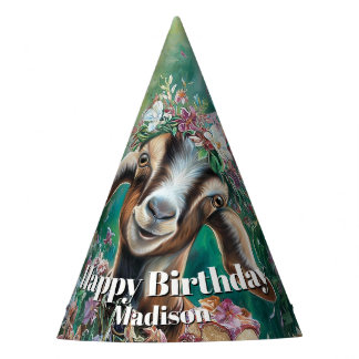 Chapeaux De Fètes Happy Birthday Nubian Goat Garden Flowers
