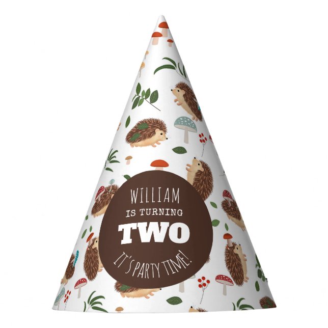 Chapeaux De Fètes Hedgehog Mushroom Woodland Forest Funny Birthday (Devant)