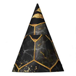 Chapeaux De Fètes Hexagon de marbre, Texture Feuille d'or.