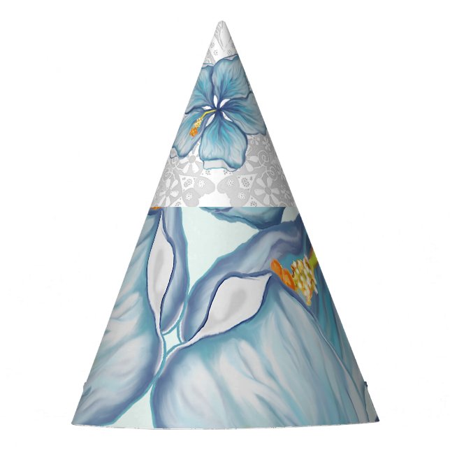 Chapeaux De Fètes Hibiscus & dentelle TURQUOISE (Devant)