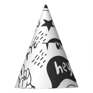 Chapeaux De Fètes Hippie noir et blanc : style Vintage