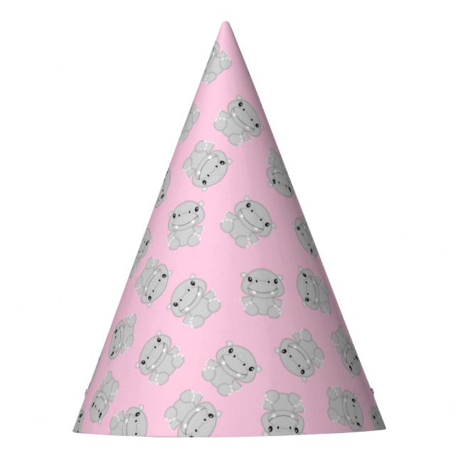Chapeaux De Fètes Hippo fête d'anniversaire rose (Devant)