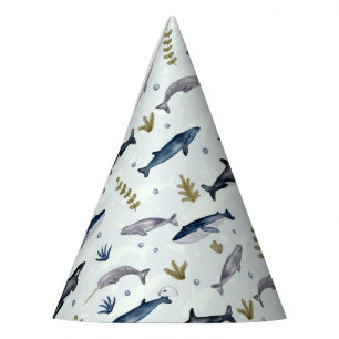 Chapeaux De Fètes Histoire de la baleine d'aquarelle