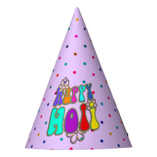 Chapeaux De Fètes holiES - HAPPY HOLI fleurs aux contours colorés 1