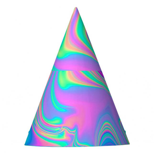 Chapeaux De Fètes Holographie Iridescente : Neon Marbled Texture (Devant)