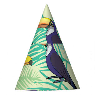 Chapeaux De Fètes Illustration Toucan Vintage, Colorée.