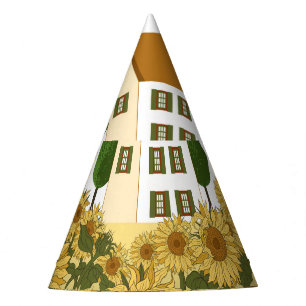 Chapeaux De Fètes Illustration Vintage du champ de tournesols de la