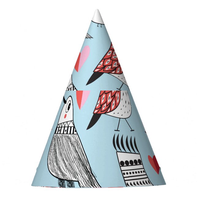 Chapeaux De Fètes Illustrations amusantes d'oiseaux, graphisme sans  (Devant)