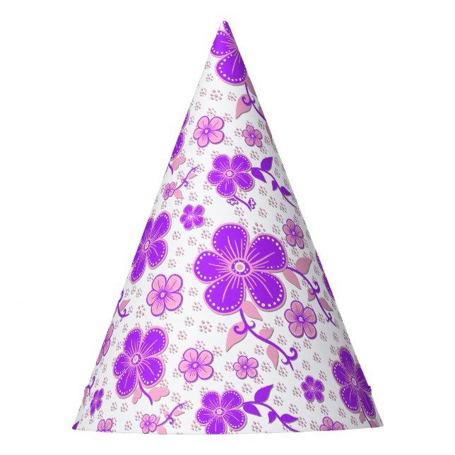 Chapeaux De Fètes Impression simple de fleurs à l'aquarelle violette (Devant)