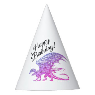 Chapeaux De Fètes Incroyable Dragon Mosaïque Violet Anniversaire Dor