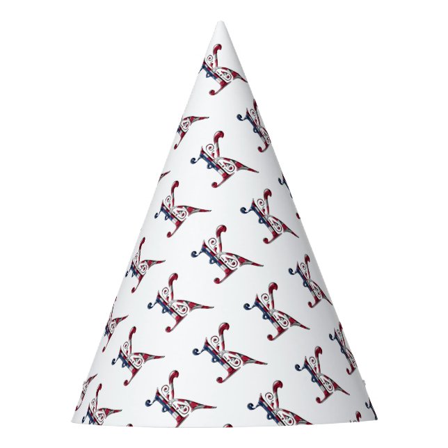 Chapeaux De Fètes Initiale K Monogrammé Drapeau Américain Couleur Él (Devant)