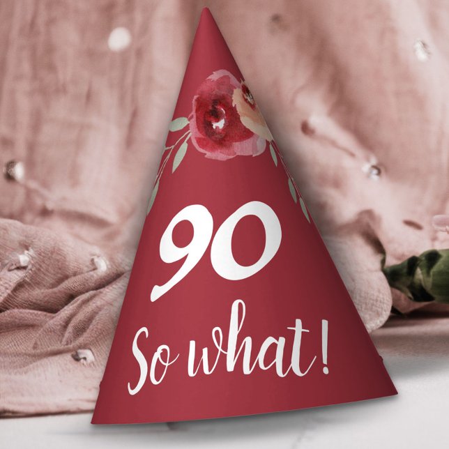 Chapeaux De Fètes Inspirationnel Bourgogne Rose Floral 90e anniversa (Créateur téléchargé)
